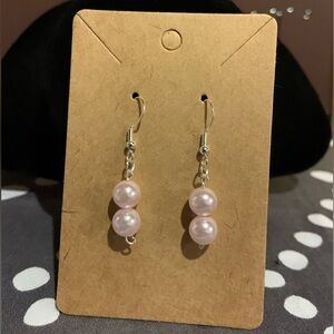 Pink pearl earrings handmade sterling silver, NWOT